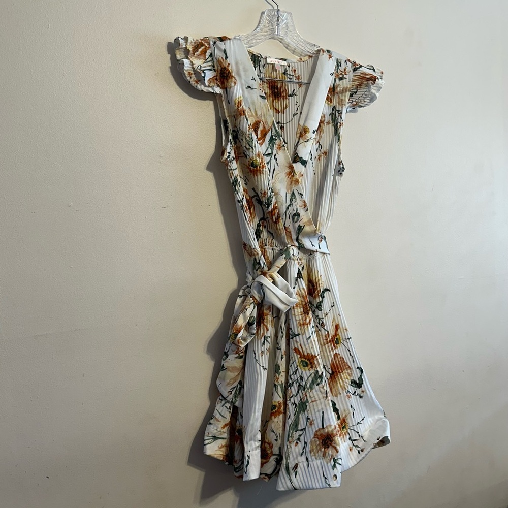 Luxxel White and Brown Floral Mini Dress